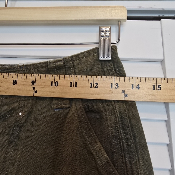 FREE PEOPLE Harmonica Coated Denim Maxi Skirt Green Cotton Utility Women's Sz 26 - Picture 9 of 11